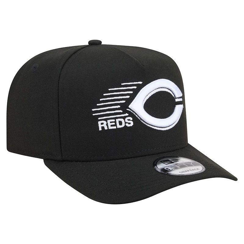 Men's New Era  Black Cincinnati Reds Motion A-Frame 9FIFTY Snapback Hat
