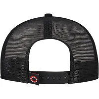 Men's New Era Black Cincinnati Reds Retro Bold A-Frame Trucker 9FORTY Adjustable Hat