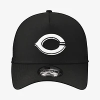 Casquette trucker New Era noire pour homme, logo Cincinnati Reds, modèle 9FORTY, style A-Frame, ajustable.