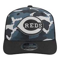 Men's New Era Black Cincinnati Reds Tonal Camo 9SEVENTY Stretch-Snap Hat