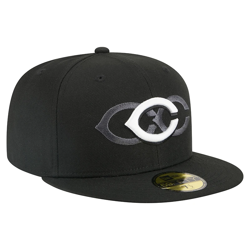 Men's New Era Black Cincinnati Reds Tri-Hit 59FIFTY Fitted Hat