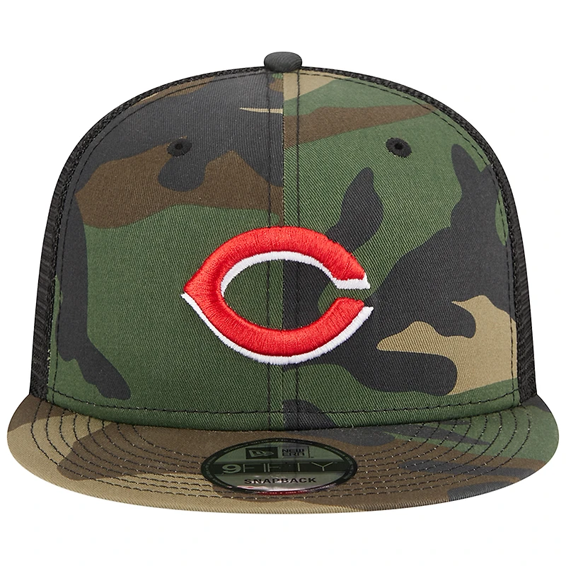 Men's New Era Camo Cincinnati Reds Woodland Camo Trucker 9FIFTY Snapback Hat