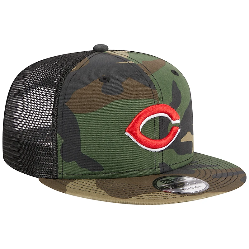 Casquette New Era Camo Cincinnati Reds Woodland Camo Trucker 9FIFTY Snapback pour homme