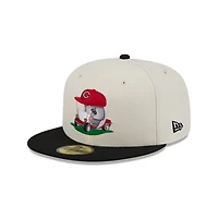 Men's New Era  Cream/Black Cincinnati Reds Bullpen Cart 59FIFTY Fitted Hat