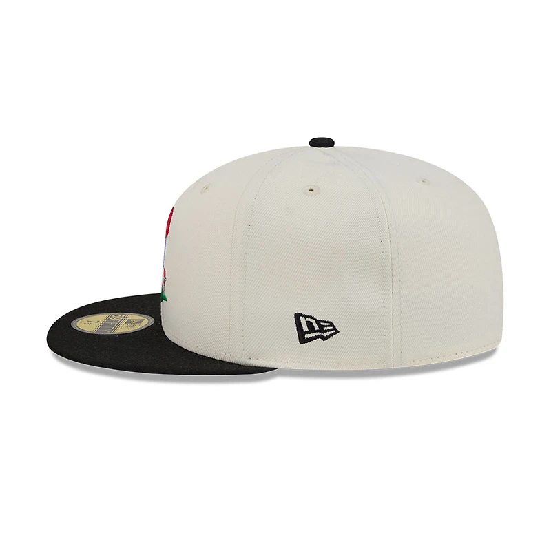 Men's New Era  Cream/Black Cincinnati Reds Bullpen Cart 59FIFTY Fitted Hat