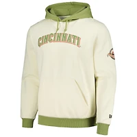 Sweat à capuche Color Pop New Era crème/vert pour hommes, Cincinnati Reds