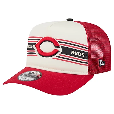 Casquette snapback New Era 9FIFTY pour homme, couleur crème/rouge, avec logo des Reds de Cincinnati