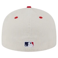 Men's New Era Cream/Red Cincinnati Reds Two-Tone Corduroy 59FIFTY Fitted Hat
