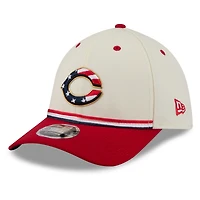 Casquette New Era pour homme, crème/rouge, Cincinnati Reds USA 250, édition spéciale 4 juillet, modèle 39THIRTY M-Crown Flex