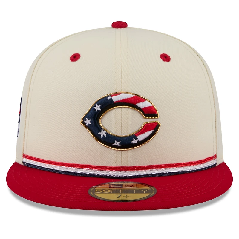 Men's New Era Cream/Red Cincinnati Reds USA 250 Fourth of July 59FIFTY Fitted Hat