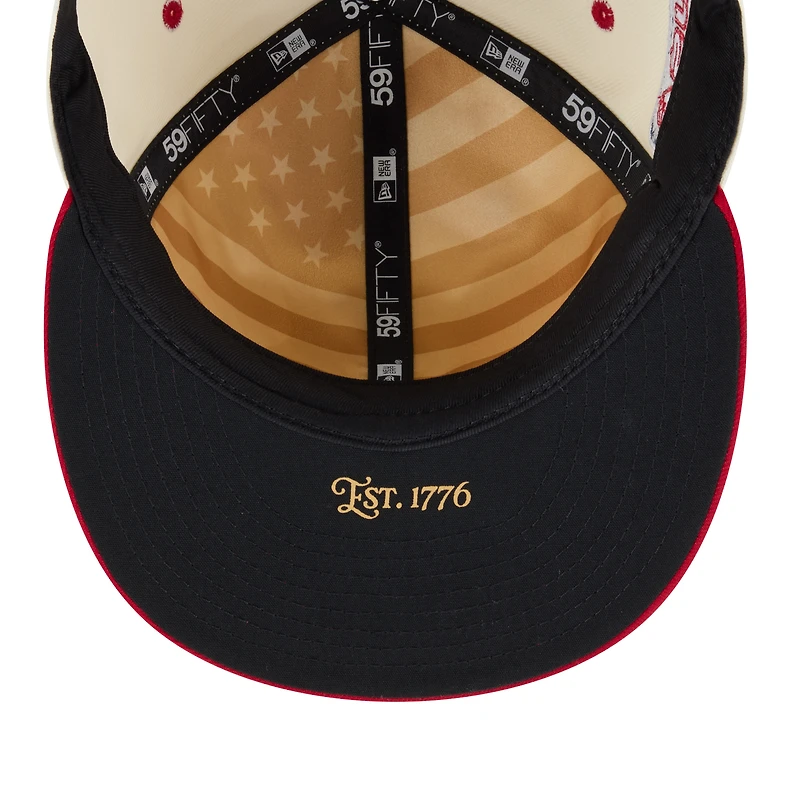Men's New Era Cream/Red Cincinnati Reds USA 250 Fourth of July 59FIFTY Fitted Hat