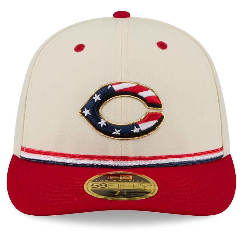 Men's New Era Cream/Red Cincinnati Reds USA 250 Fourth of July Low Profile 59FIFTY Fitted Hat