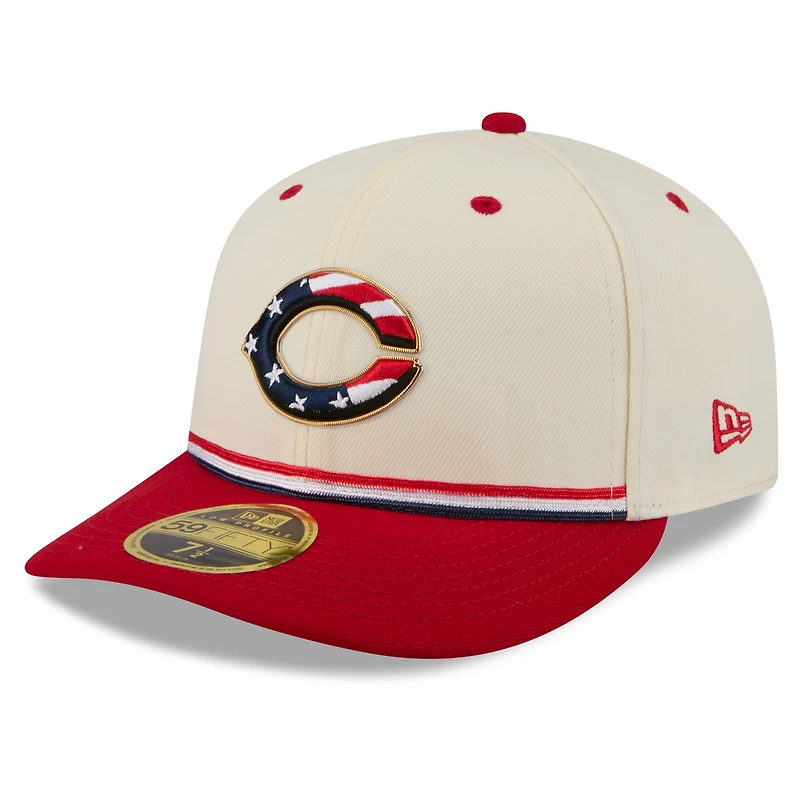 Men's New Era Cream/Red Cincinnati Reds USA 250 Fourth of July Low Profile 59FIFTY Fitted Hat