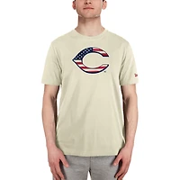 Men's New Era Cream Cincinnati Reds Americana Flag Fill T-Shirt