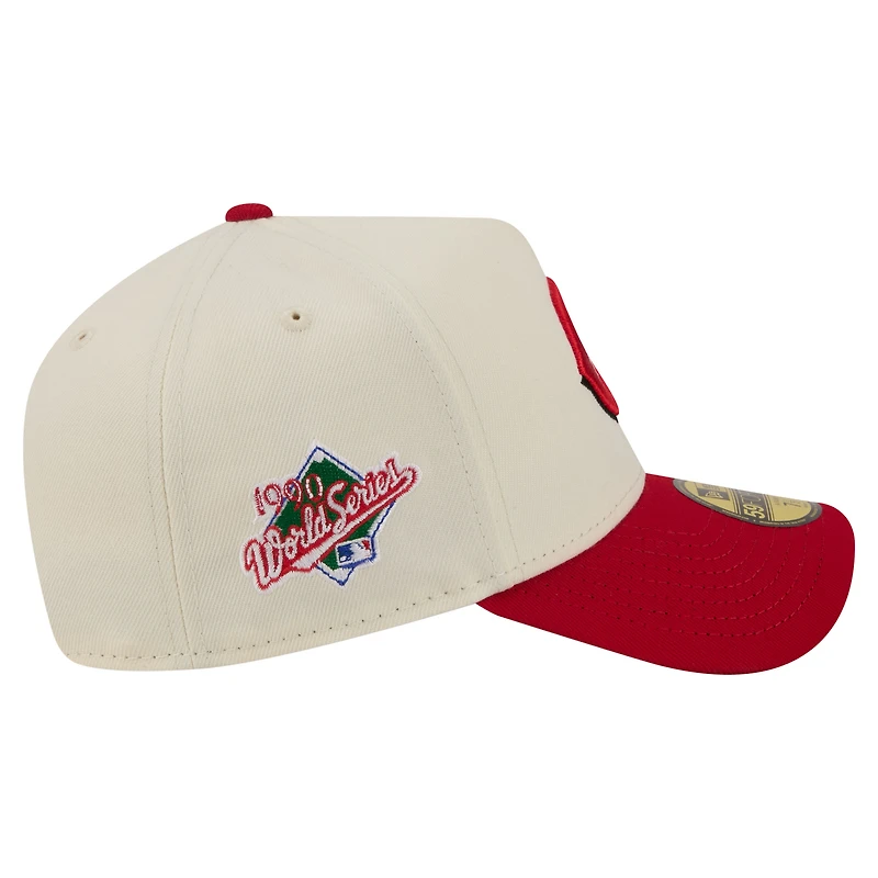 Casquette ajustée New Era 59FORTY crème pour homme, modèle Cincinnati Reds Chrome A-Frame