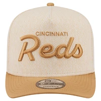 Men's New Era  Cream Cincinnati Reds Herringbone 9FIFTY A-Frame Snapback Hat