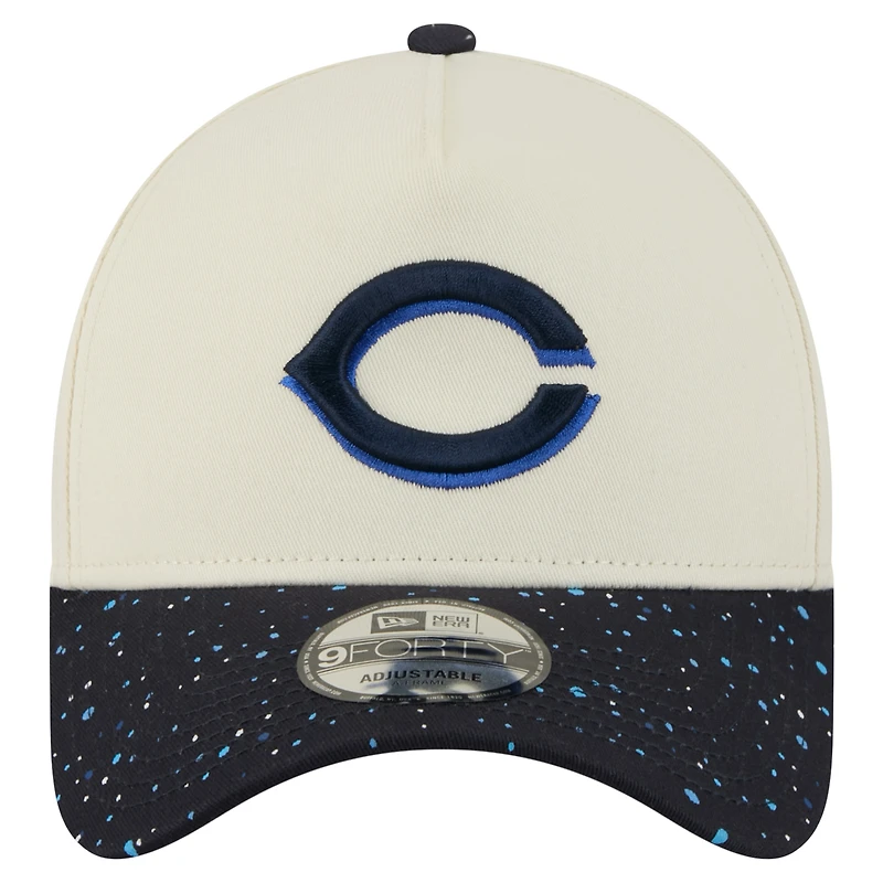 Men's New Era  Cream Cincinnati Reds Speckle A-Frame 9FORTY Adjustable Hat