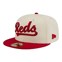 Men's New Era  Cream Cincinnati Reds Two-Tone Stitch 59FIFTY Fitted Hat