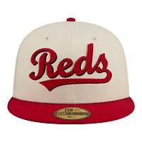 Men's New Era  Cream Cincinnati Reds Two-Tone Stitch 59FIFTY Fitted Hat