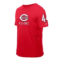 T-shirt New Era Elly de La Cruz rouge pour homme, avec nom et numéro des Reds Cincinnati