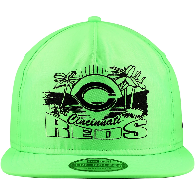 Casquette snapback verte Cincinnati Reds Neon Golfer New Era pour hommes