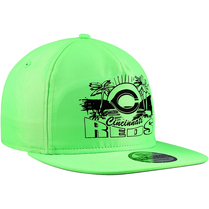 Casquette snapback verte Cincinnati Reds Neon Golfer New Era pour hommes