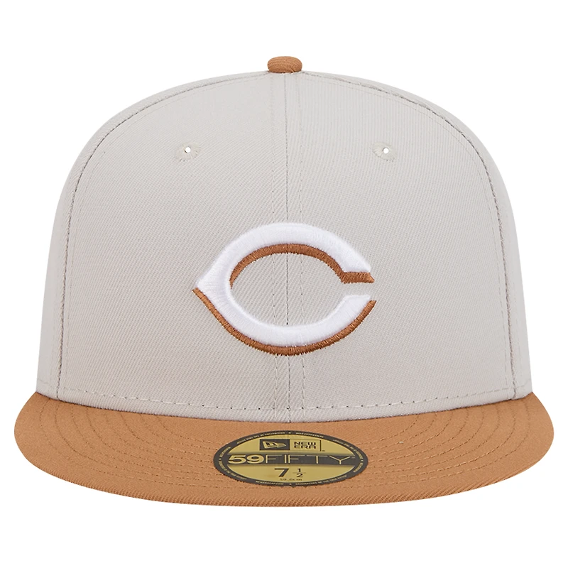 Men's New Era Khaki/Brown Cincinnati Reds Two-Tone Color Pack 59FIFTY Fitted Hat