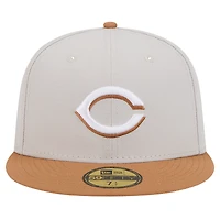 Men's New Era Khaki/Brown Cincinnati Reds Two-Tone Color Pack 59FIFTY Fitted Hat