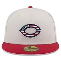 Men's New Era  Khaki/Red Cincinnati Reds 2024 Fourth of July 59FIFTY Fitted Hat