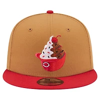 Men's New Era Khaki/Red Cincinnati Reds Ice Cream 9FIFTY Snapback Hat