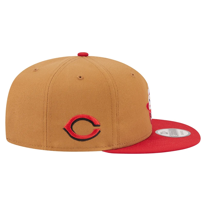 Men's New Era Khaki/Red Cincinnati Reds Ice Cream 9FIFTY Snapback Hat