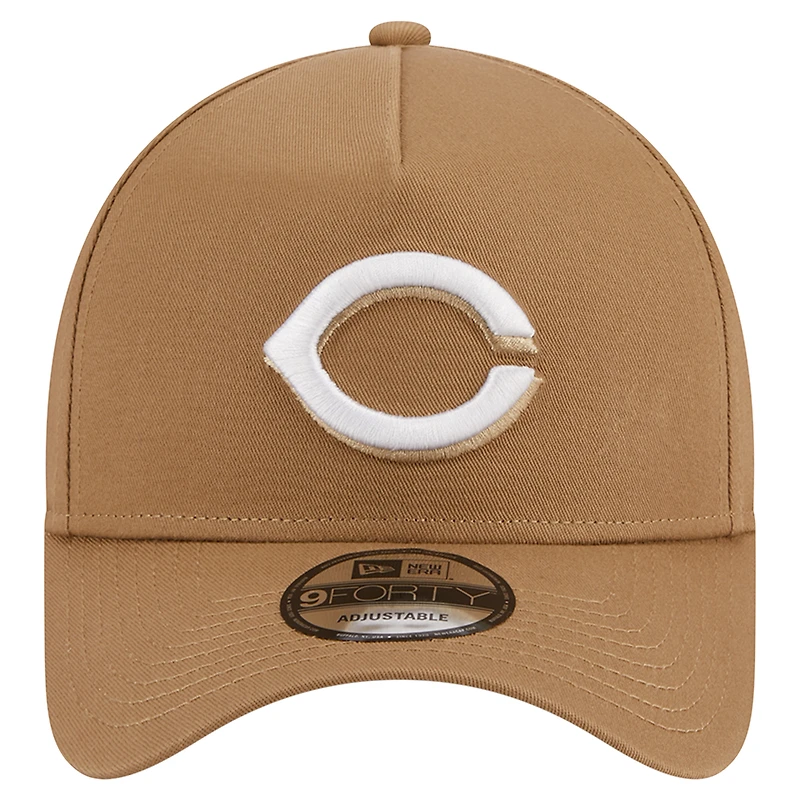 Men's New Era Khaki Cincinnati Reds A-Frame 9FORTY Adjustable Hat