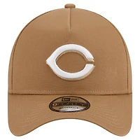Men's New Era Khaki Cincinnati Reds A-Frame 9FORTY Adjustable Hat