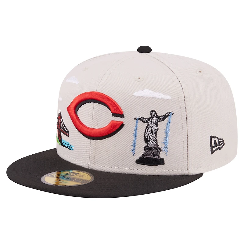 Men's New Era  Khaki Cincinnati Reds City Icon 59FIFTY Fitted Hat