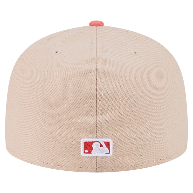 Men's New Era Light Beige/Coral Cincinnati Reds Two-Tone Color Pack A-Frame 59FIFTY Fitted Hat