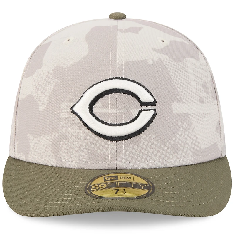 Men's New Era Light Beige/Olive Cincinnati Reds 2025 Armed Forces Day 59FIFTY Fitted Hat