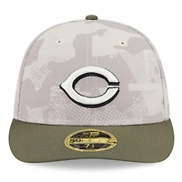 Casquette ajustée 59FIFTY basse pour homme New Era, beige clair/olive, Cincinnati Reds 2025 Armed Forces Day