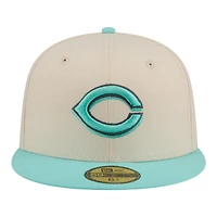 Men's New Era Turquoise/Charcoal Cincinnati Reds Two-Tone Color Pack 59FIFTY Fitted Hat