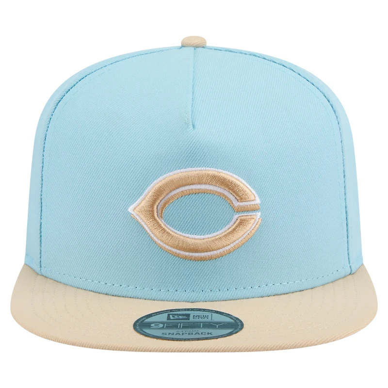 Casquette snapback A-Frame 9FIFTY bleu clair/beige clair pour homme New Era, pack couleur Cincinnati Reds