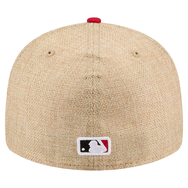 Men's New Era  Natural/Red Cincinnati Reds Twine 59FIFTY Fitted Hat