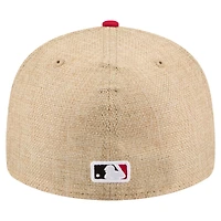 Men's New Era  Natural/Red Cincinnati Reds Twine 59FIFTY Fitted Hat