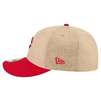 Casquette ajustée New Era 59FIFTY pour homme, coloris naturel/rouge, motif Twine des Reds de Cincinnati