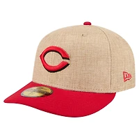Casquette ajustée New Era 59FIFTY pour homme, coloris naturel/rouge, motif Twine des Reds de Cincinnati