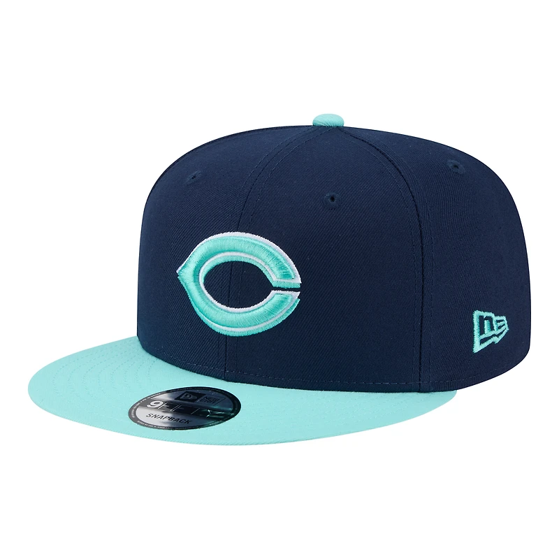 Casquette snapback New Era 9FIFTY pour homme, coloris bleu marine/turquoise, Cincinnati Reds.
