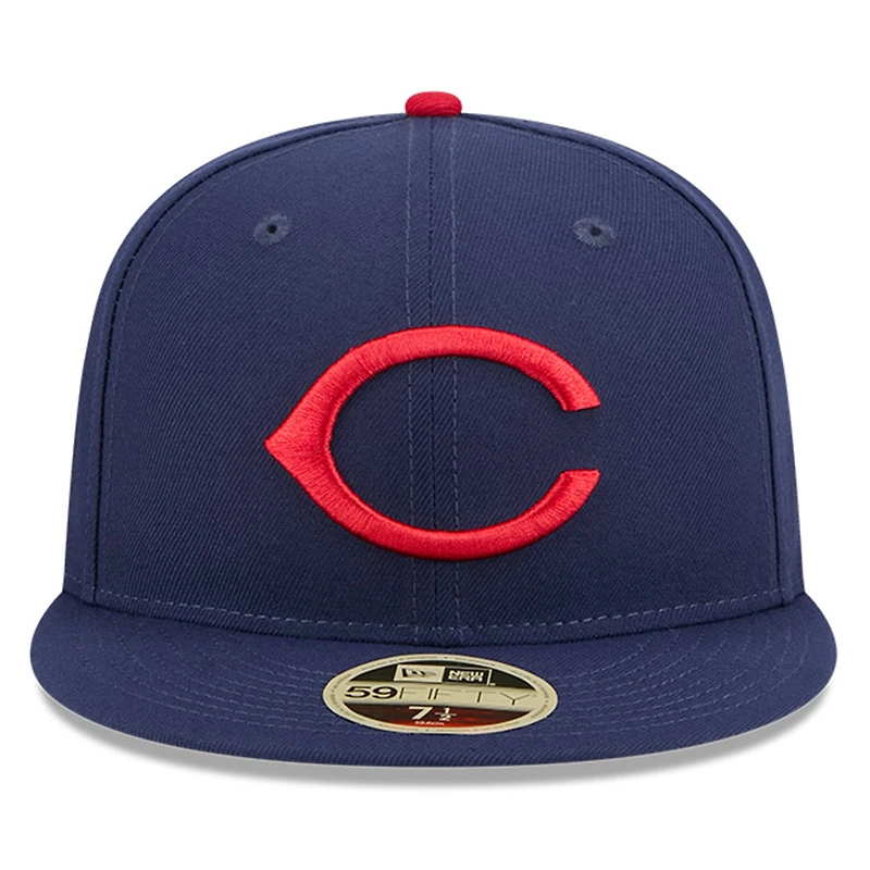 Casquette ajustée 59FIFTY bleu marine des Cincinnati Reds pour homme, style Temple de la renommée du baseball, New Era