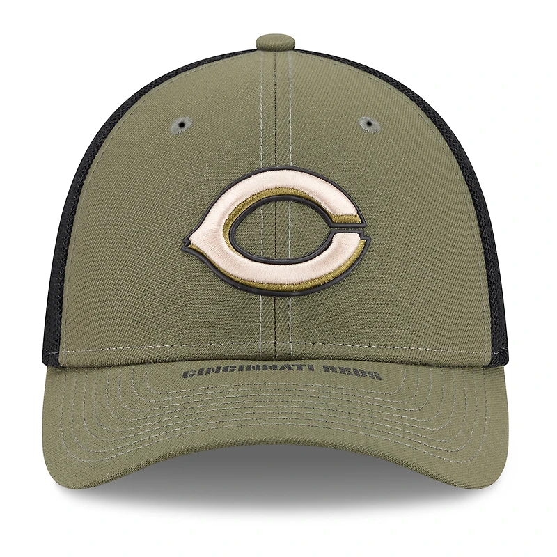 Men's New Era Olive Cincinnati Reds 2026 Armed Forces Day 39THIRTY M-Crown Flex Hat