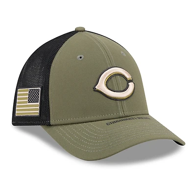 Casquette New Era Flex Olive Cincinnati Reds 2026 Journée des Forces armées 39THIRTY M-Crown