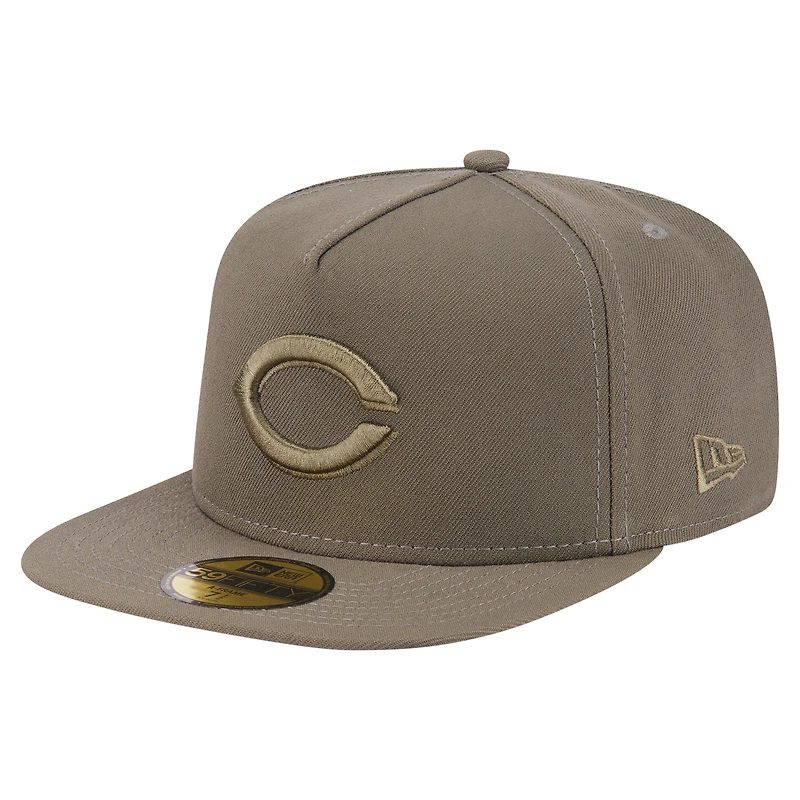 Casquette ajustée A-Frame 59FIFTY pour homme New Era, coloris olive, Cincinnati Reds