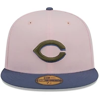 Casquette ajustée 59FIFTY avec sous-visière olive des Cincinnati Reds New Era pour homme, rose/bleu