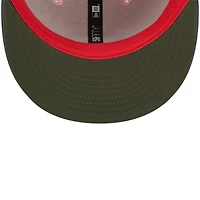 Casquette ajustée 59FIFTY avec sous-visière olive des Cincinnati Reds New Era pour homme, rose/bleu